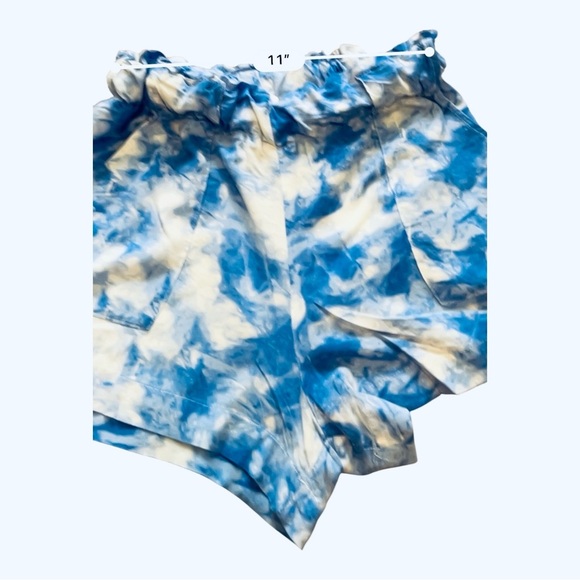 New Look casual sports blue white tie-dye Shorts Small elastic waist flowy soft - Picture 4 of 9